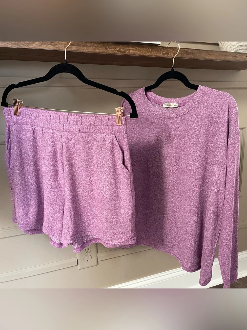 Zenana Cozy Hacci 2-Piece Shorts Set – LT Plum 💜